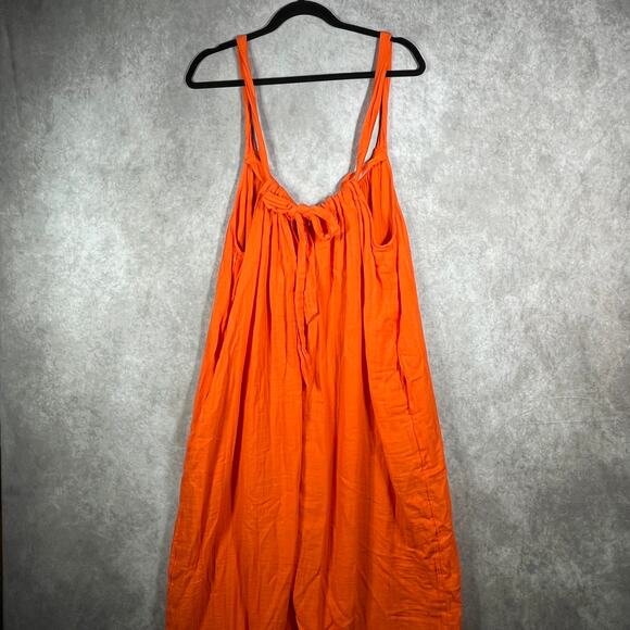 Old Navy Maxi Dress Womens 2XL Blazing Orange Sleeveless Pockets Vacation Beach - Picture 4 of 10